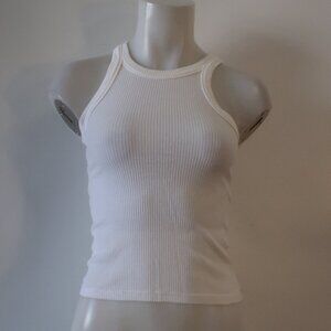 Womens Wesly White Ribbed Tank Top S
